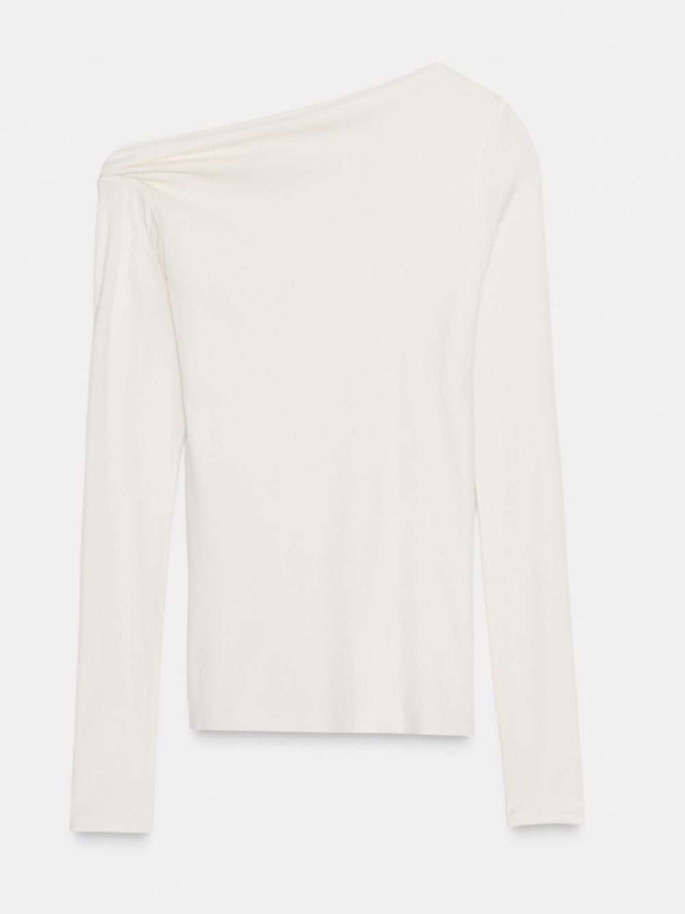 Zara NWT Women’s asymmetrical Off-Shoulder Long Sleeve Top - off- White